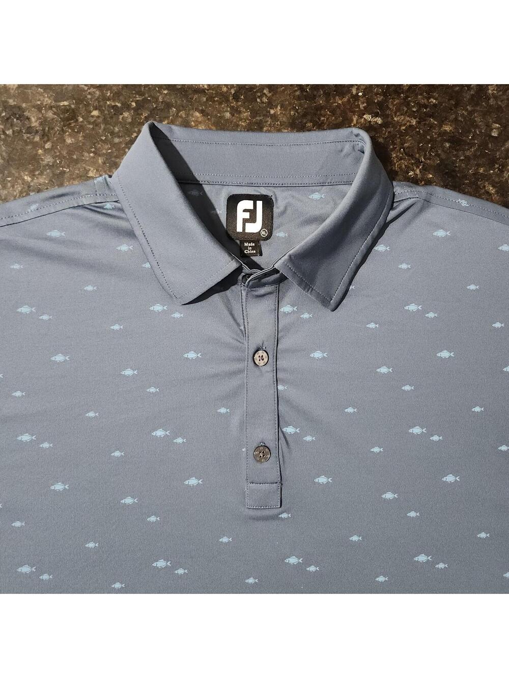 Footjoy School Of Fish Lisle Polo Shirt Stretch Performance Golf Beach Mens XL